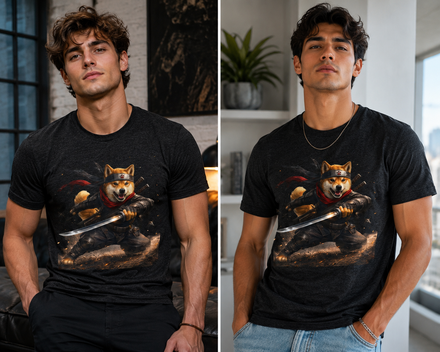 Shiba Inu Samurai T-Shirt — Cute Warrior Dog Graphic Tee